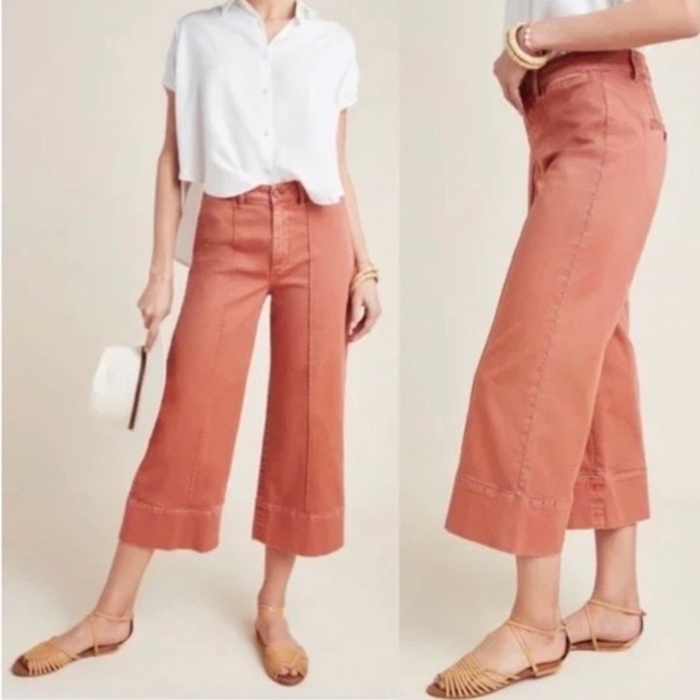 Anthropologie Cropped Wideleg Chino Pants.